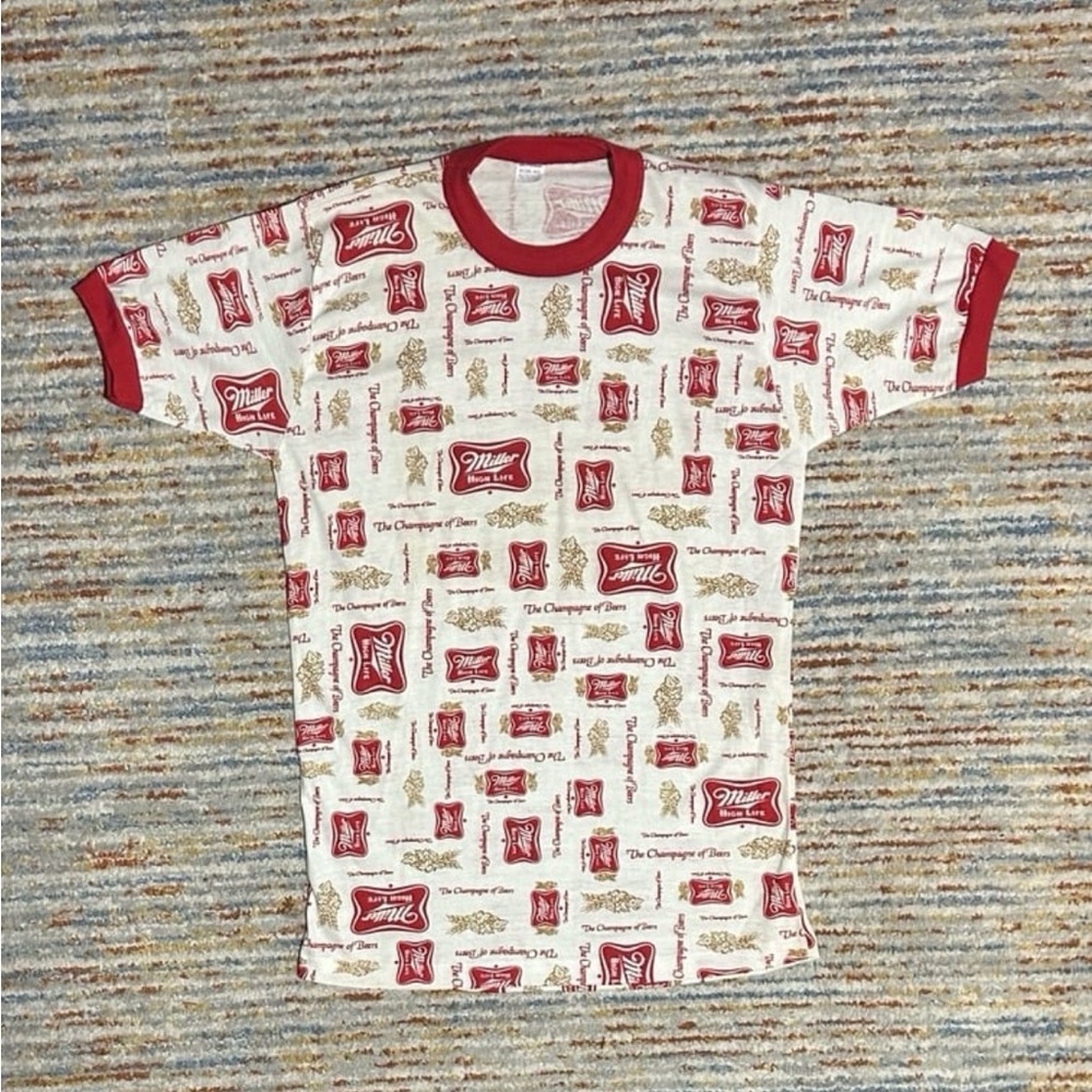 Vintage 1970’s All Over Print Miller High Life Shirt